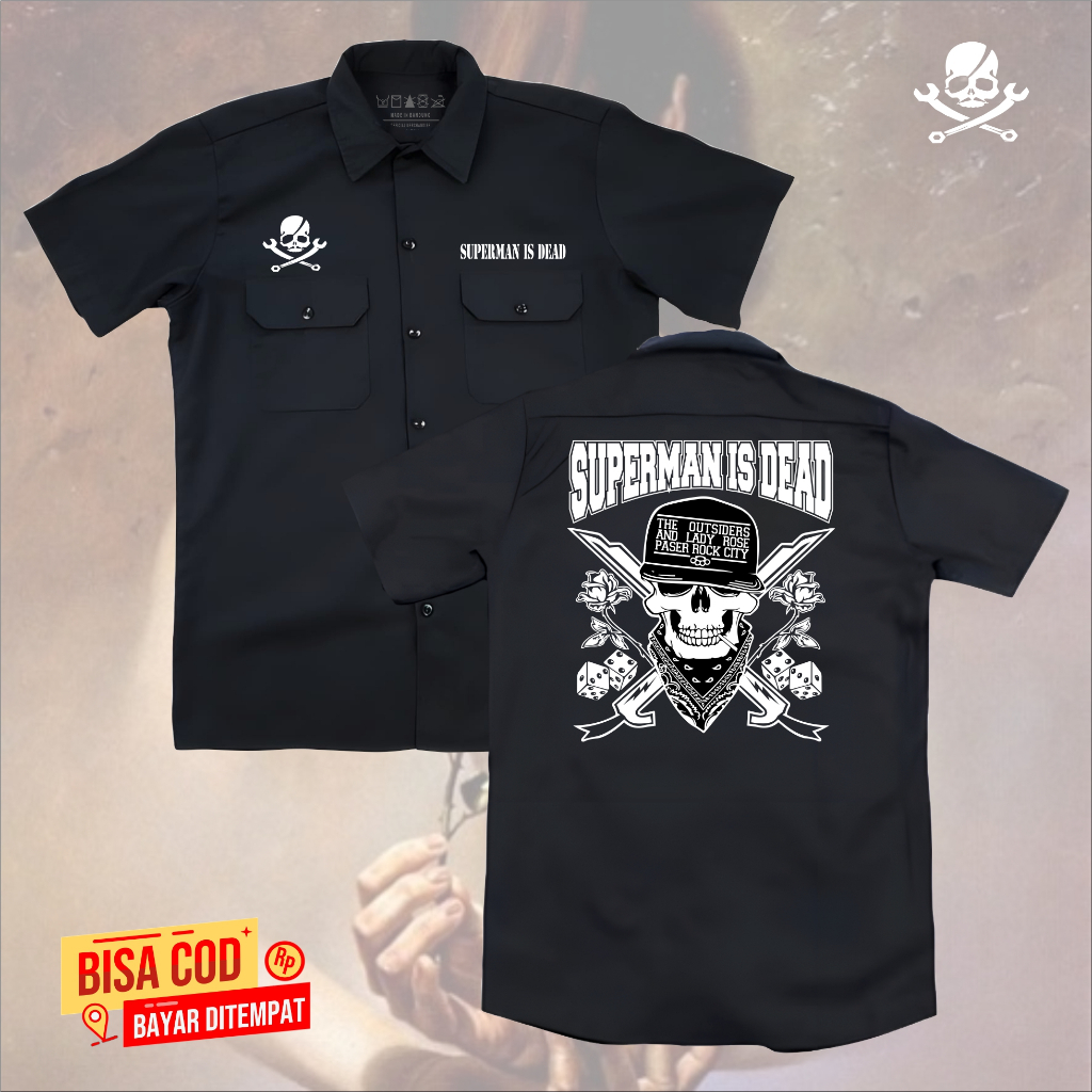 Kemeja WORKSHIT SID SUPERMAN IS DEAD  pendek pria band original distro - WORKSHIT pendek  Superman I