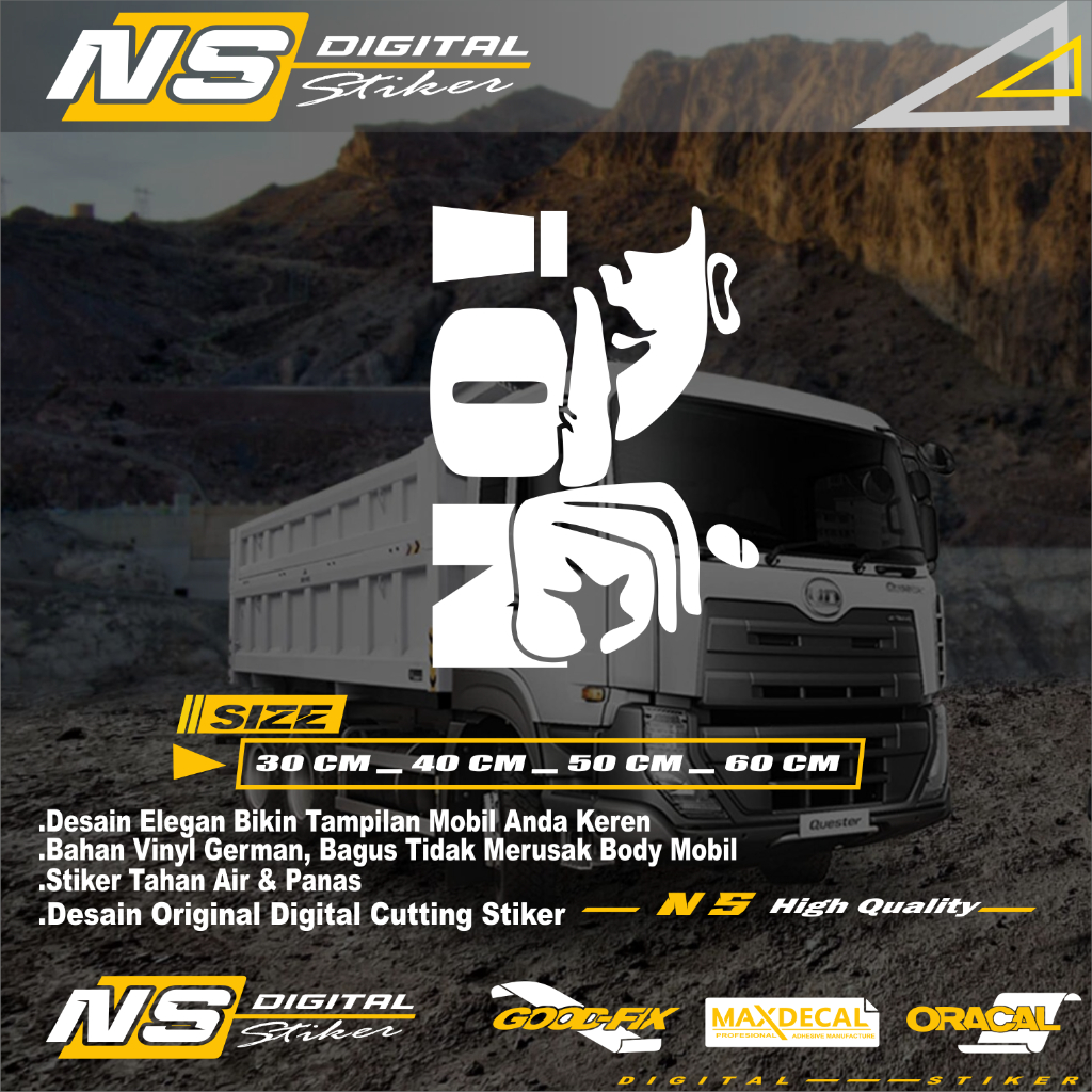 Stiker Mobil Variasi Kaca Bodi Samping Kata Kata Truk Canter Pick Up granmax L300 Keren Tulisan No