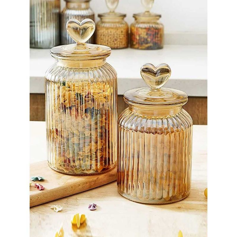 Toples Kaca Berkualitas – Wadah Kue Lebaran yang Cantik & Elegan 950ml dan 650ml- GFS137