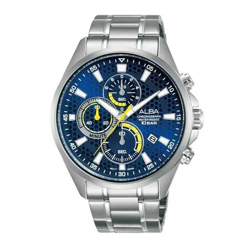 Alba AM3873X1 Silver Blue Chronograph Sport Man Original Garansi Resmi 1 Tahun