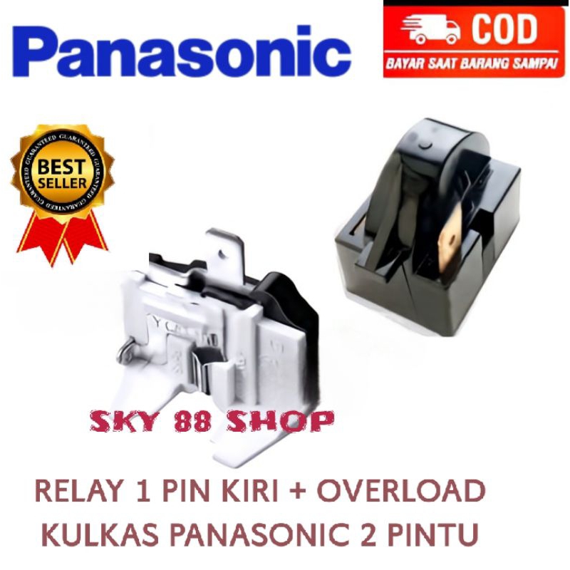 RELAY PTC 1 PIN KIRI + OVERLOAD KULKAS PANASONIC 2 PINTU / 1 SET / HIGH QUALITY