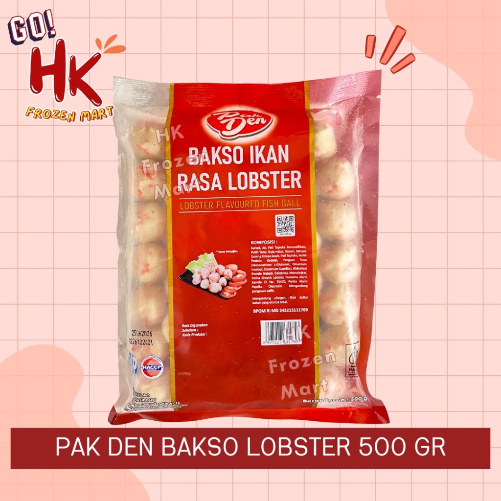 

Pak Den Bakso Ikan Lobster 500g | olahan ikan ball bahan suki pakden HK FROZEN MART