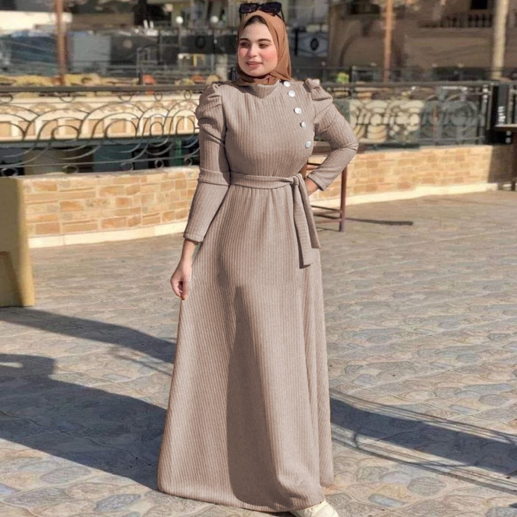 Humaya Gamis Muslimah Abaya Gamis Lebaran 2025 Knit Premium Polos Mewah Baju Lebaran Wanita Muslimah