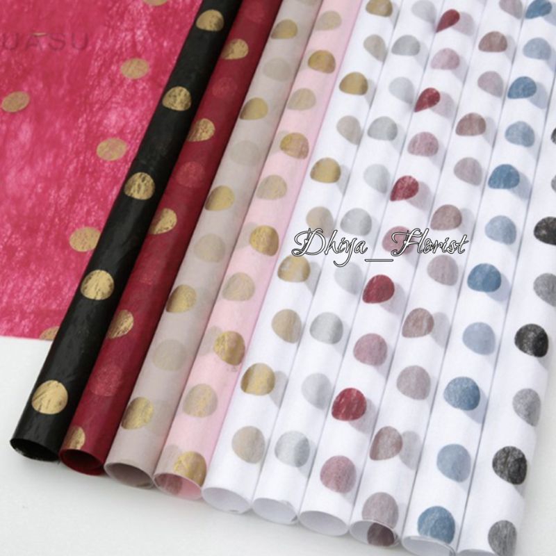 

Flower Wrapping Korean Premium Cotton Kertas Tissue Polkadot Kertas Bunga Wrapping Paper lembaran (70 x 58 cm) Kertas Wrapping Paper Korea Non Waterproof Polkadot