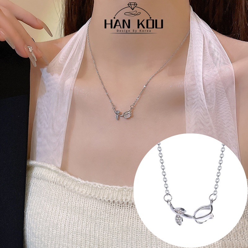 HANKOU-Kalung Wanita Anti Karat Korea Style Kalung Titanium Anti luntur Fashion Model K-14