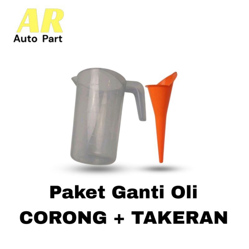 Paket hemat CORONG+TAKARAN Oli/Minyak Takaran 1000 ml/1 liter.