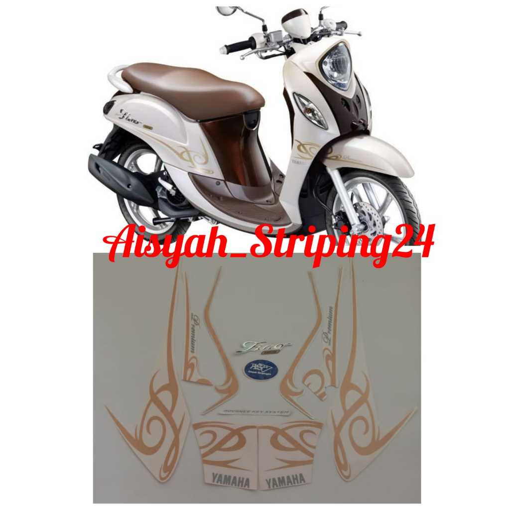 STIKER STICKER STRIPING LIS LES POLET BODY MOTOR YAMAHA FINO 125 2016 2017 PUTIH