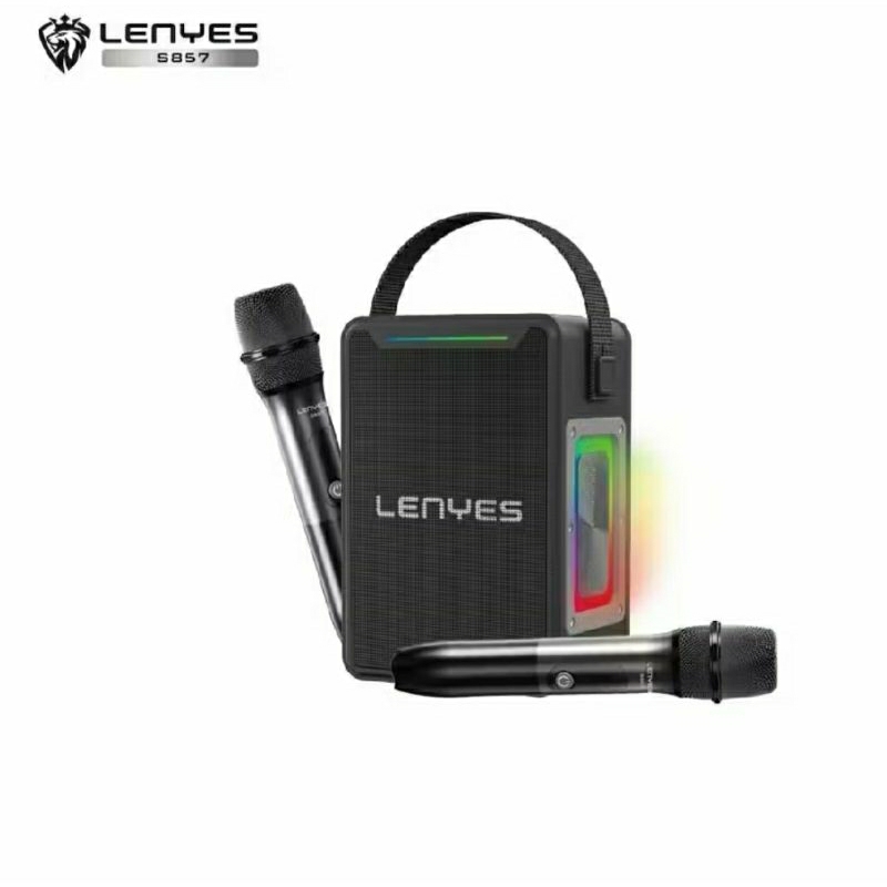 SPEAKER ORGINAL LENYES S857 150W KTV WIRELESS + 2PCS MICROPHONE KARAOKE BLUETOOTH 5.3 PORTBALE RGB L