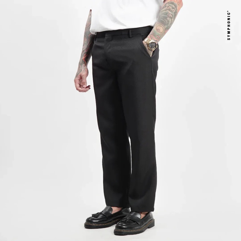 celana ankle pants symphonic untuk pria- katun, panjang, formal, casual, hitam