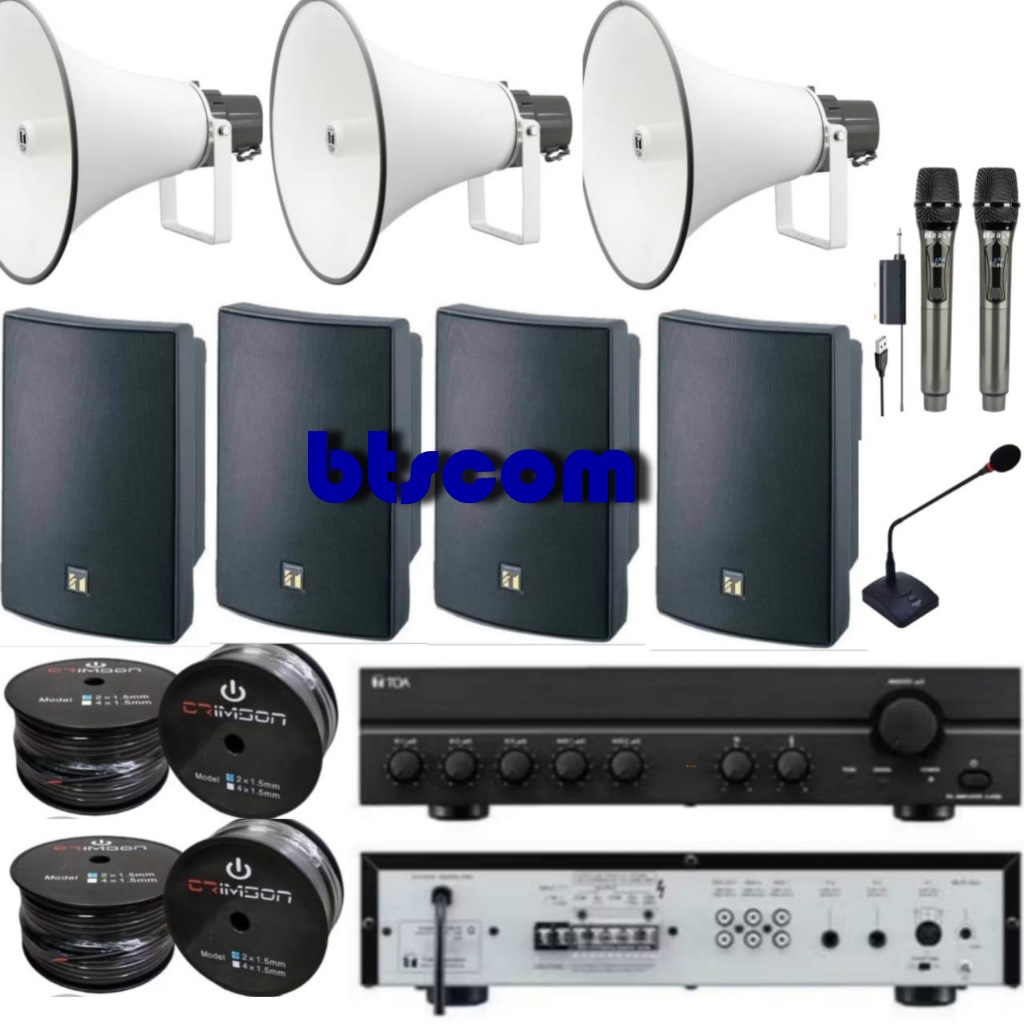 PAKET TOA SOUNDSYSTEM MASJID DAN MUSHOLLA AMPLI TOA 240 WATT 4 SPEAKER DALAM 3 CORONG