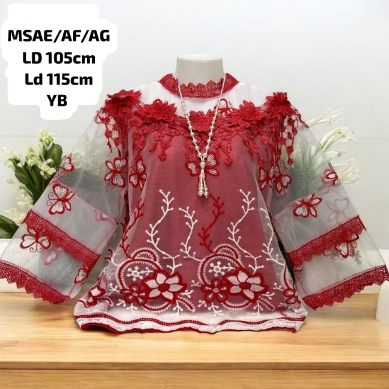 BLUS/ATASAN TILE BORDIR MEWAH/ ATASAN SABRINA TERBARU  ELEGANT TERBARU 2022