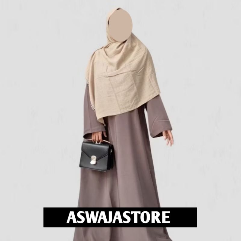 (Bisa COD) Gamis Abaya Polos Turkey Set Hijab - Busui Frendly | Remaja Aesthetic | Dress Arab | Basi