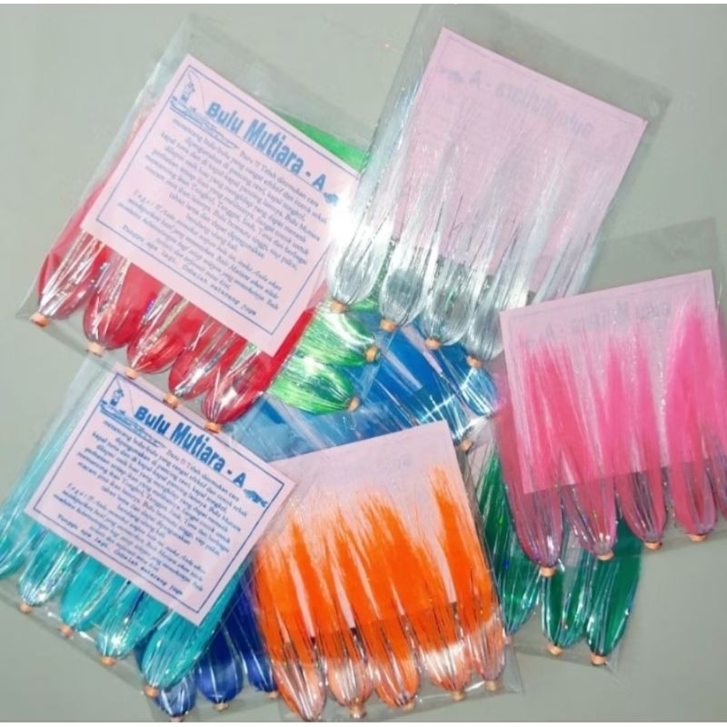 10 Bungkus Bulu Mutiara A Umpan  Pancing Umpan Rawei Umpan ikan cekalang umpan ikan umpan trolling