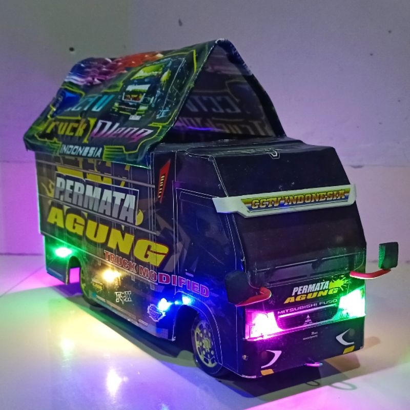 Mainan Miniatur Truk Oleng Permata Agung Full Lampu Terpal
