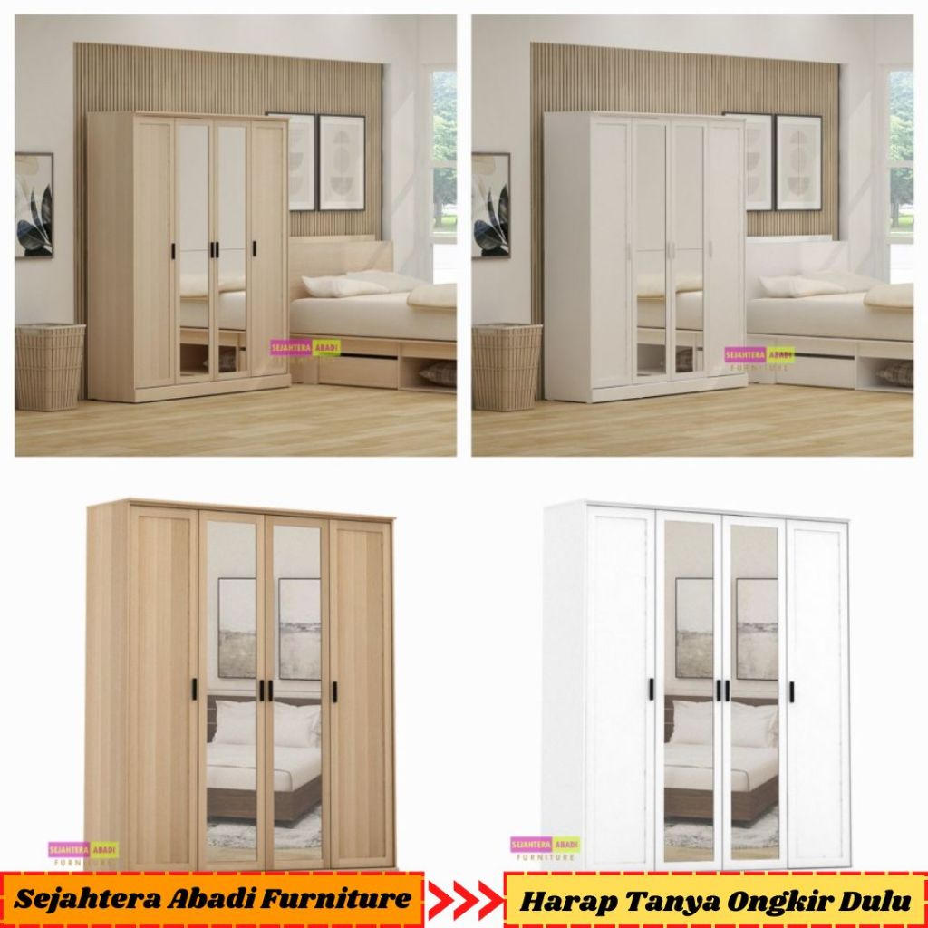 prodesign lemari 4 pintu lemari pakaian cermin YORKS 4P lemari baju wardrobe 4 doors lemari kayu lem