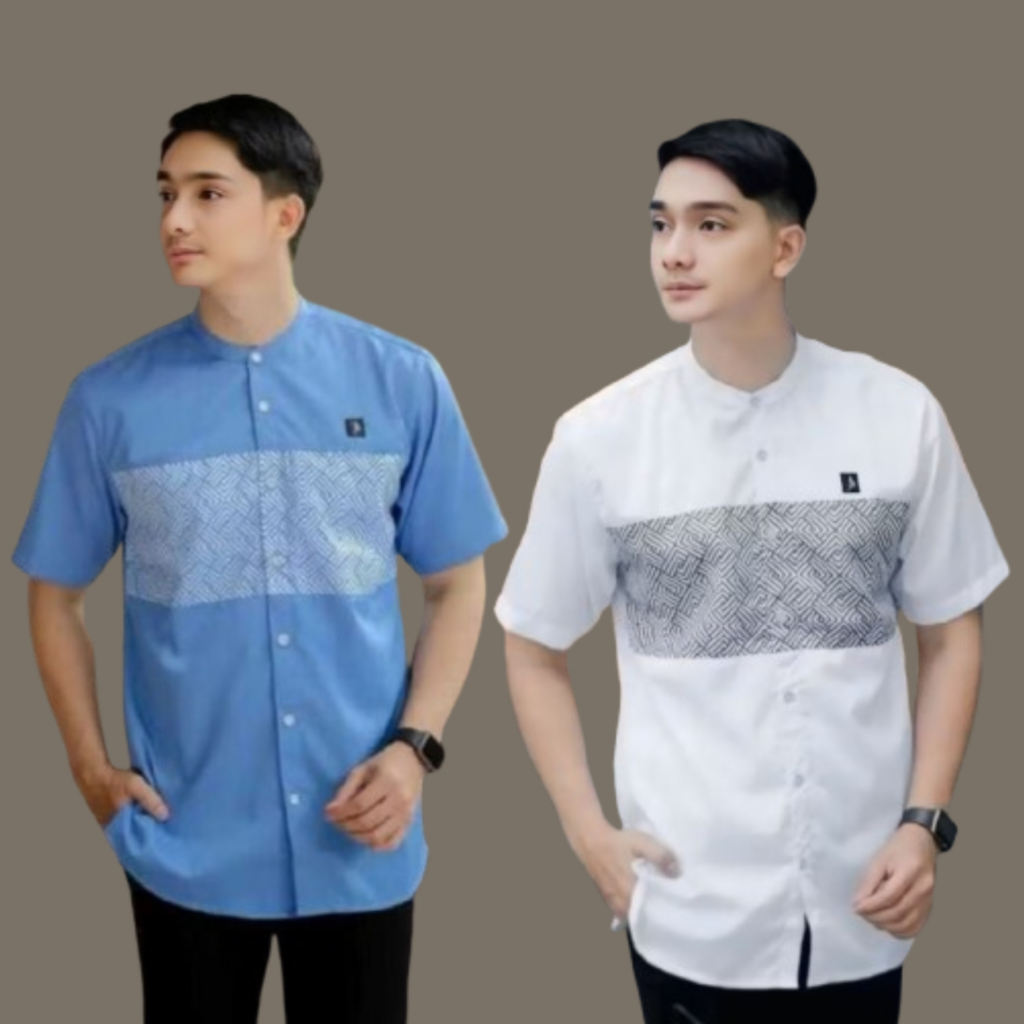 RZ  Baju Koko Batik sakura Baju Koko Pria Dewasa Lengan Pendek