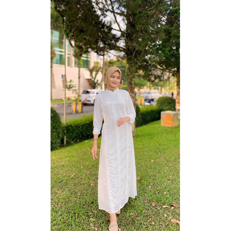 GAMIS CERUTY KHUSUS PUTIH || GAMIS CERUTY BABYDOLL || GAMIS LEBARAN || DRESS PUTIH (Realpict)