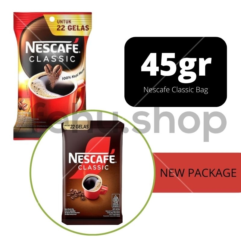 

NESCAFE CLASSIC Kopi Instan Sachet Bag 50gr / 45gr / TWIN 2x50gr / TWIN 2x45gr / 90gr