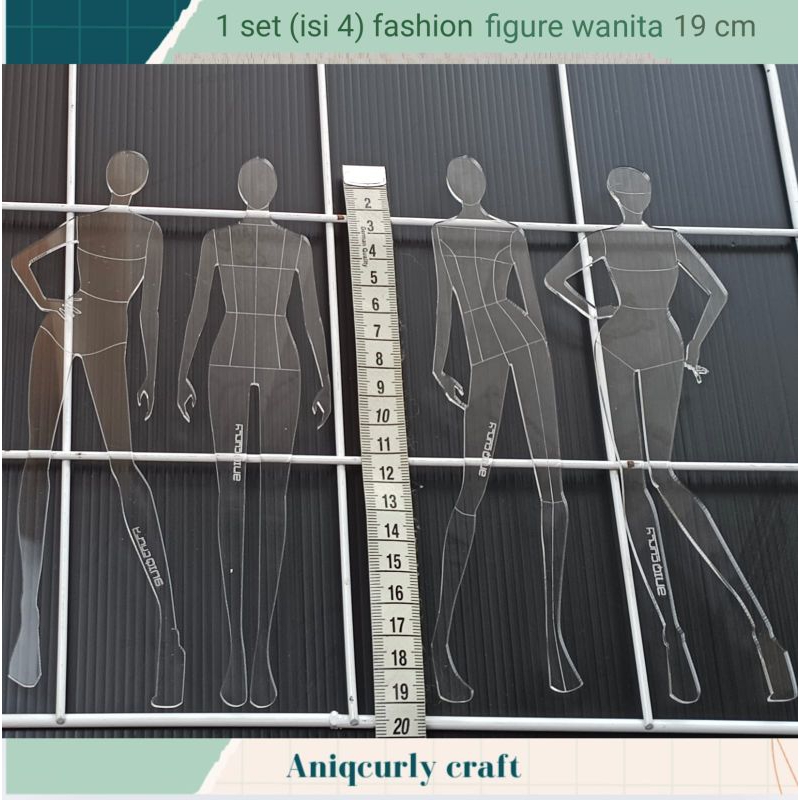 

1 set ( isi 4 pcs ) penggaris fashion figure/proporsi tubuh wanita tinggi 19cm/A5