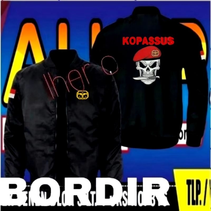 jaket bordir kopassus tengkorak jaket kopassus jaket bomber KOPASSUS jaket kerja kopassus jaket sera