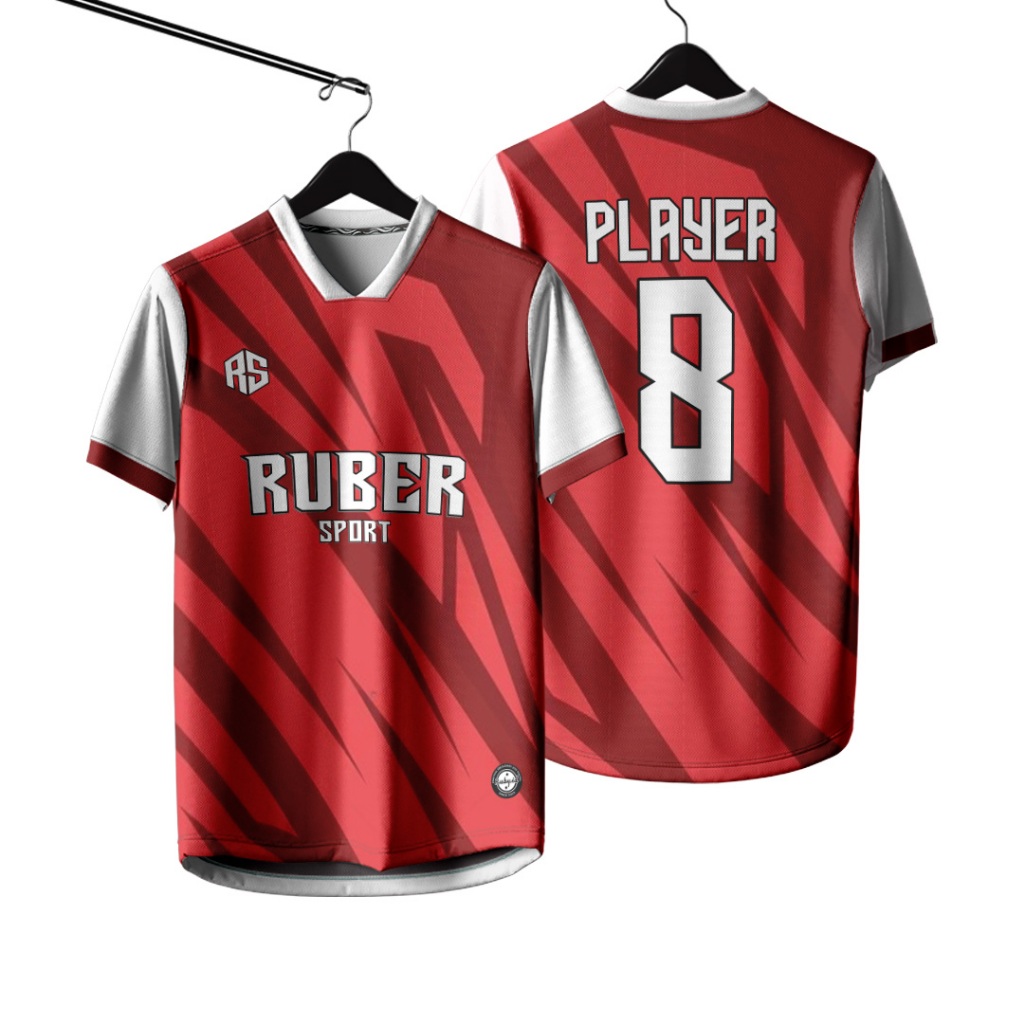Jersey Futsal / Jersey Bola / Jersey Voli Custom Full Printing Bisa Satuan merah motif Marun Putih