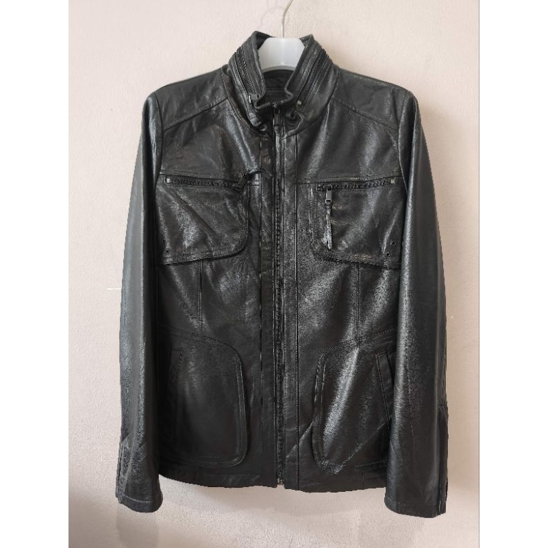 ANDREW MARC Trucker Leather Jacket
