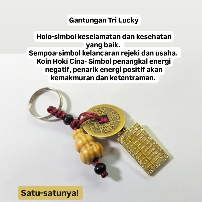 Gantungan Hoki Tri Lucky Holo Sempoa Koin Cina HSK01