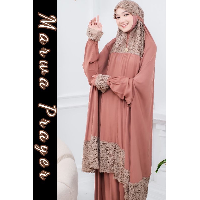 Mukena Marwa by elkisa/mukena putih/mukena terusan putih/mukena renda/mukena rayon twill/mukena adem