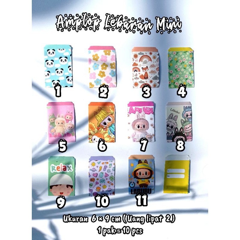 

AMPLOP LEBARAN MINI KECIL UANG LIPAT 2 ESTETIK LABUBU BUNGA HEWAN