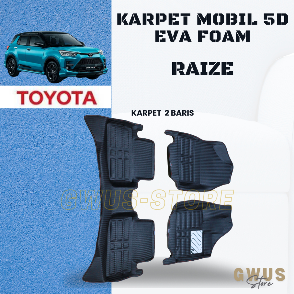 Karpet mobil 5D TOYOTA RAIZE Premium Car Mat EVA FOAM-BIG CARBON