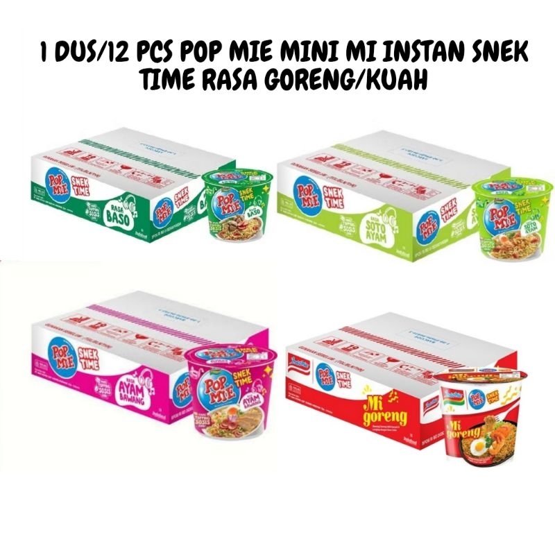 

1 DUS/12 PCS Pop Mie Mini Mi Instan Snek Time Rasa Goreng Kuah Soto Bakso Ayam Bawang Kemasan Cup 43 Gram New Produk By Indofood NyaStore