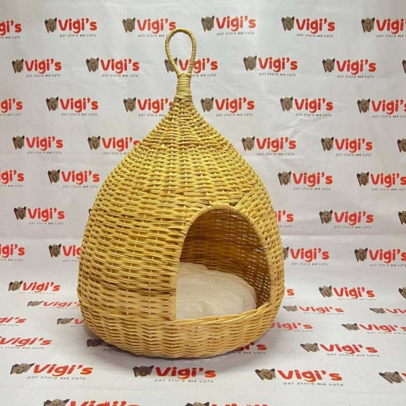 Tempat Tidur Rotan Kucing Anjing / Rumah Kucing Anjing Rotan