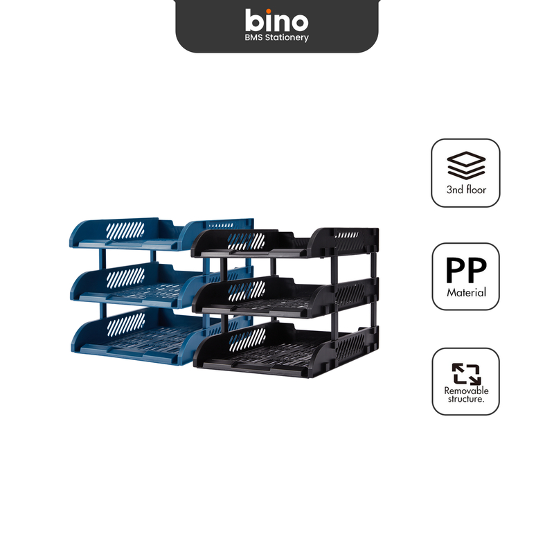 

[BMS Surabaya] Bantex File Tray / Rak File Susun / Letter Tray Bahan PP | 3 Susun BJ7633