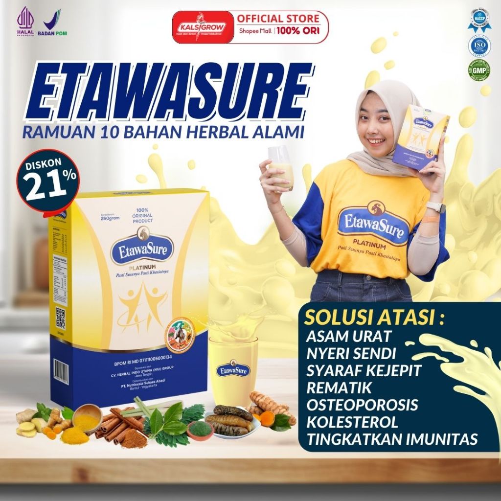 

Etawasure Susu kemasan 250gram/box Resmi BPOM - Susu Untuk Therapy Tulang dan Sendi - Susu Etawasure rasa Jahe Atasi Kesemutan dan Kebas - kebas - Susu Etawasure Original
