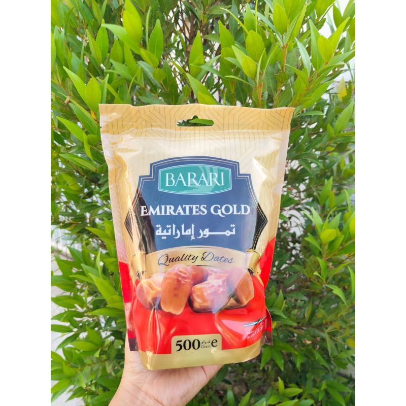 

Kurma barari emirates gold 500gr / BARARI Emirates Gold Pouch Kurma Emirat Premium Dates High Quality Tekstur Kering dan Lembut