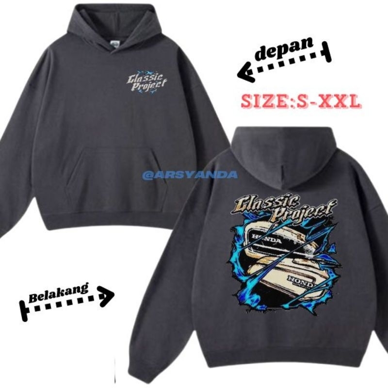 Hoodie Boxy Hitam Clasic Project M-XXL