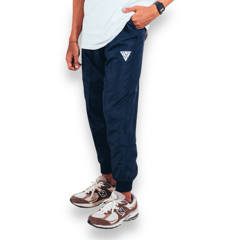 YS Celana Training Pria Panjang Sporty Navy Bahan Parasut Jogger Pants Cowo Long Pants Sport