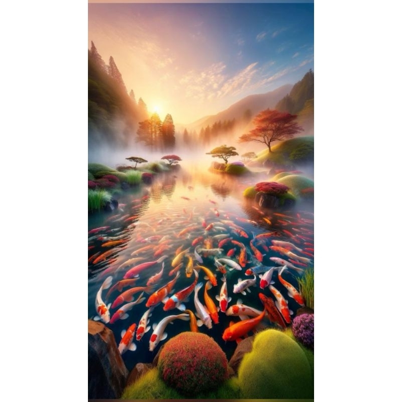 poster cetak jumbo,ikan koi, hiasan dinding,ikan koi, bisa cod