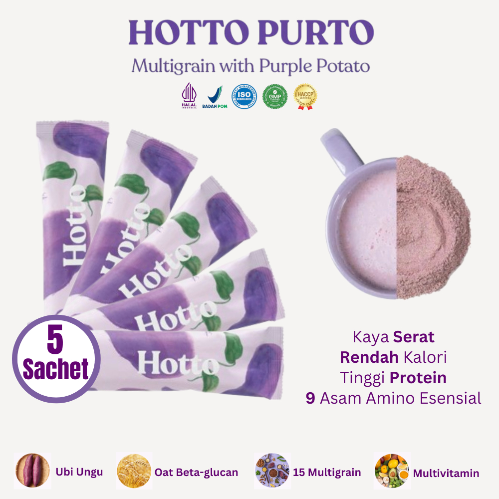 

HOTTO PURTO Multigrain + Ubi Ungu | Formula Kesehatan Usus & Lambung | 5 Sachet