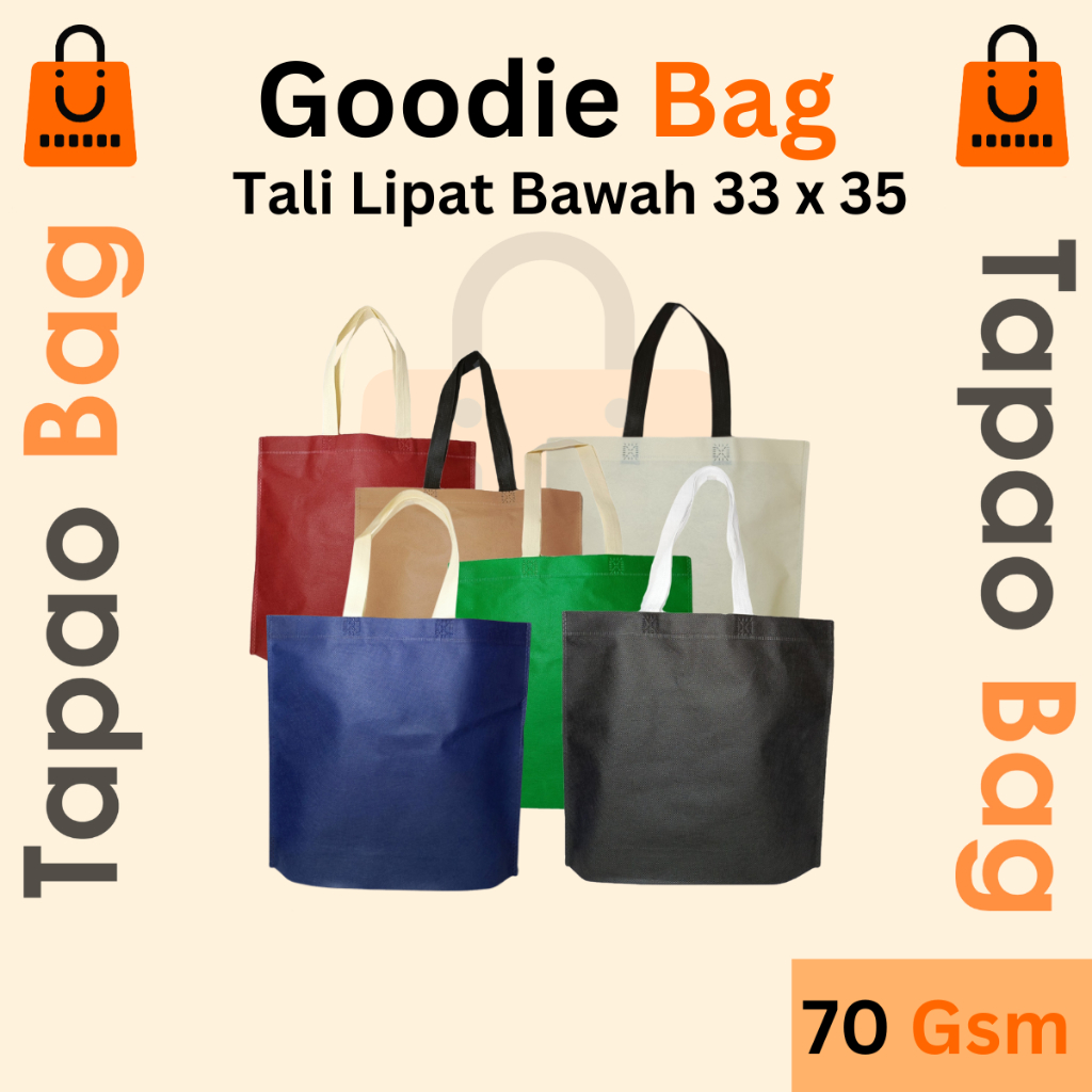 

Tas Spunbond Tebal Ukuran 35 x 33 Goodie Bag Tali Lipat Bawah Kantong Belanja Souvenir - Pcs