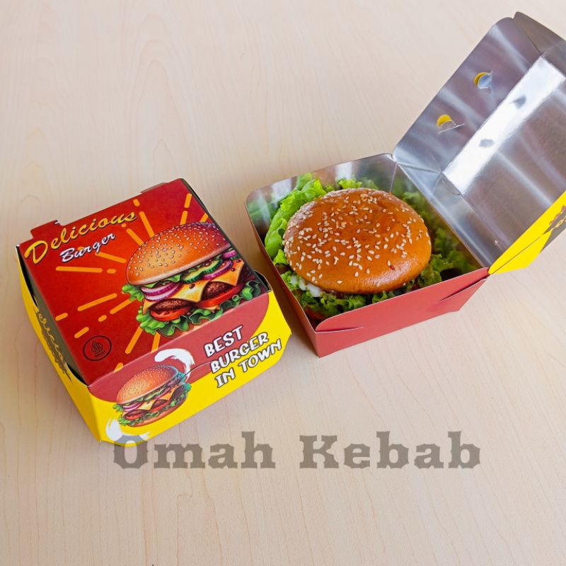 

200 Lembar wadah burger / Bungkus burger ukuran 10 cm x 10 cm x 8 cm