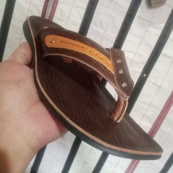 sandal jepit pria kulit asli full kulit serat kayu sandal pria outdoor