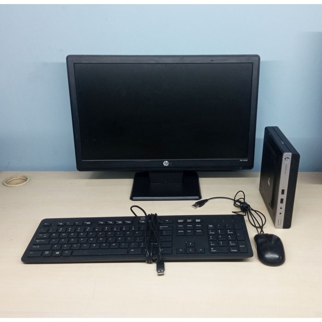 PC MINI LOW WATT FULL SET - INTEL CORE I3 GENERASI 8 - RAM 8 GB DAN SSD 256 G - MONITOR 20 INCH WIDE
