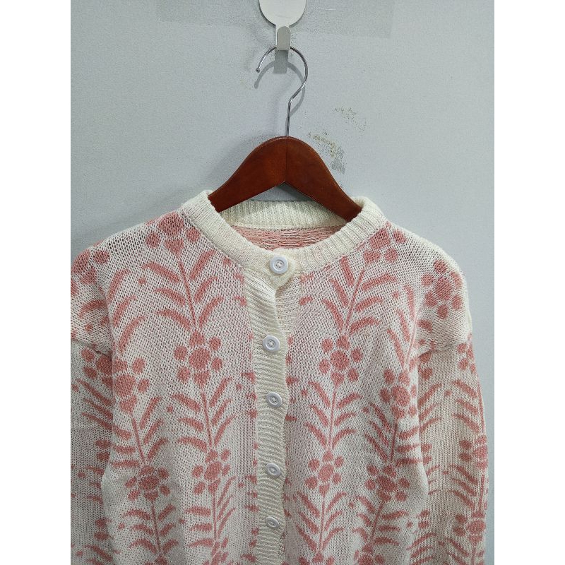 Cardigan rajut motif bunga||Atasan Korea style