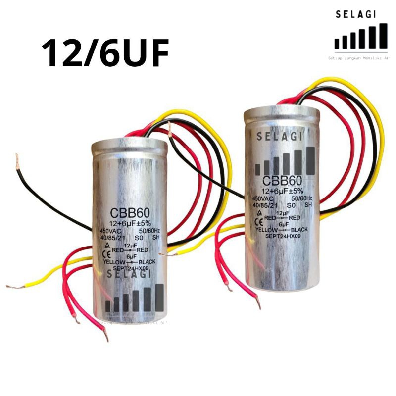 KAPASITOR MESIN CUCI CBB60 MIDEA 2 TABUNG 12/6 UF STAINLESS | CAPASITOR MESIN CUCI 2 TABUNG MIDEA CB