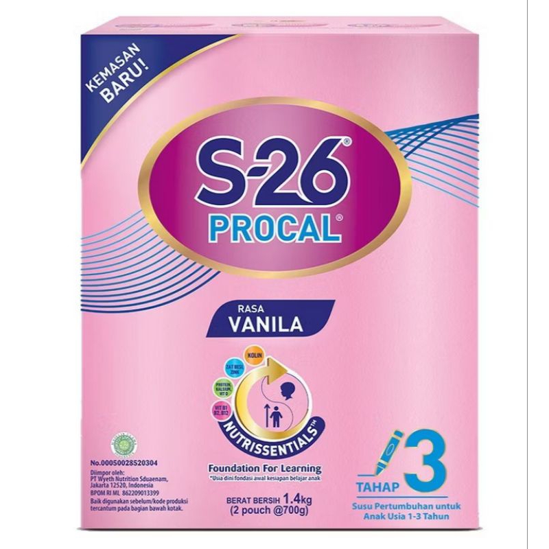 

S-26 procal reguler tahap 3 1400gr susu pertumbuhan anak usia 1-3 tahun,kotak 1400 gr