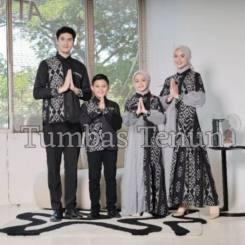 gamis tenun raya kombinasi toyobo hitam couple tenun pasangan
