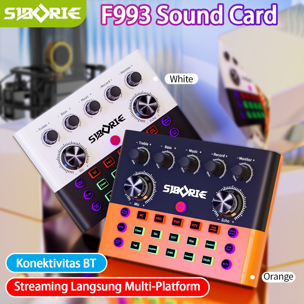 Siborie F993 soundcard live for phone PC Mixer Bluetooth Audio USB External Home Karaoke Theater