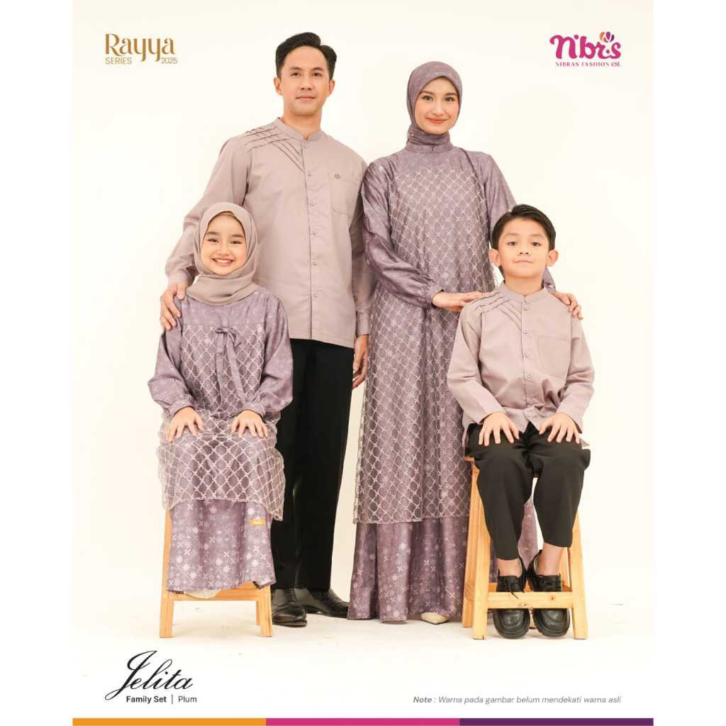 NIBRAS BAJU COUPLE KELUARGA / SARIMBIT TERBARU MODEL JELITA WARNA PLUM (KOKO AYAH / GAMIS IBU / KOKO