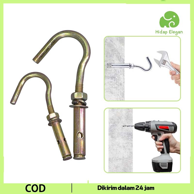 10pcs Baut Dynabolt Hook Dynabolt M8x60 Hook Baut Hook Bolt Sleeve Anchor Dynabolt Gantung M6x45 Dyn